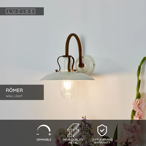 Lucide RÖMER - Wall light - 1xE27 - Cream - USP